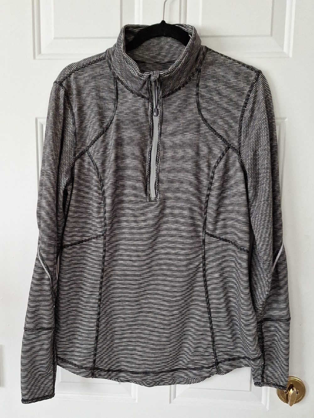 Tangerine Women's Black and Gray Striped Half-Zip Pullover